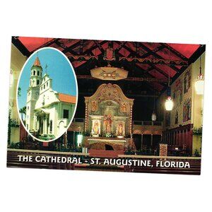 Vintage St Augustine Cathedral Postcard Church Religion Tourism Florida Souvenir